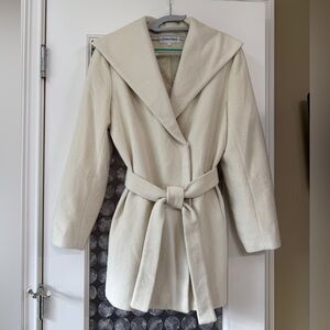 Calvin Klein Cream Wool Coat